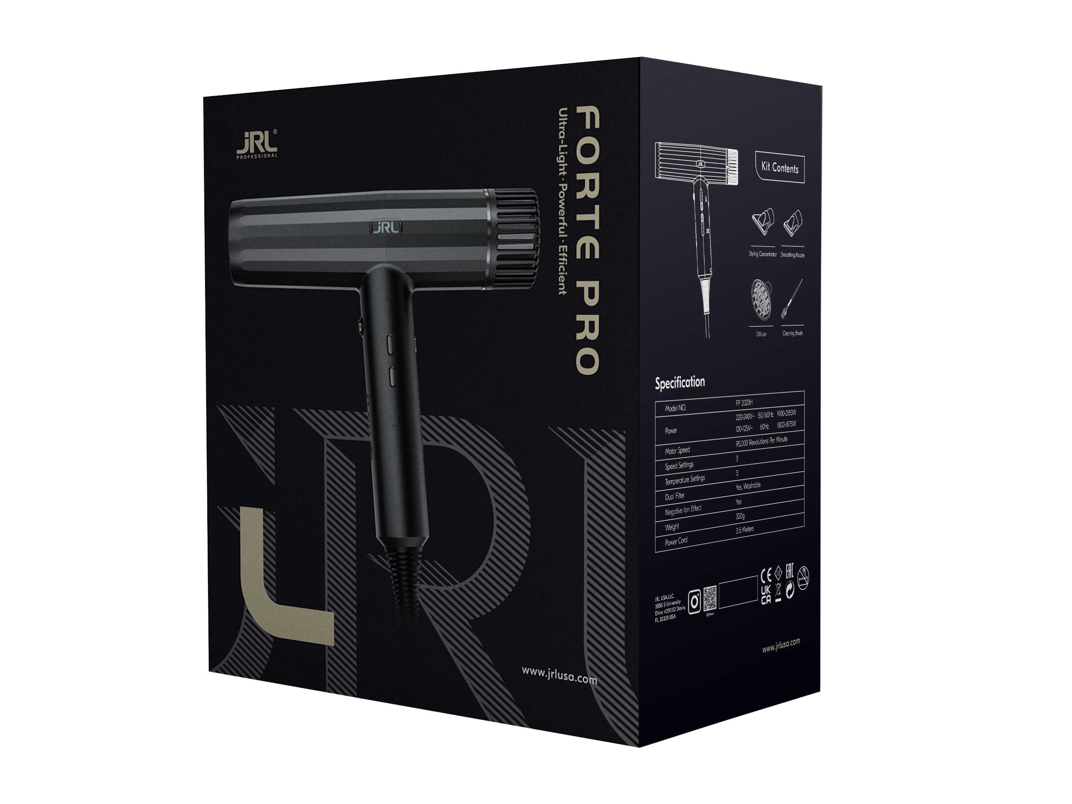 JRL 2020H Forte Pro Hair Dryer - Onyx Black – Hair and More
