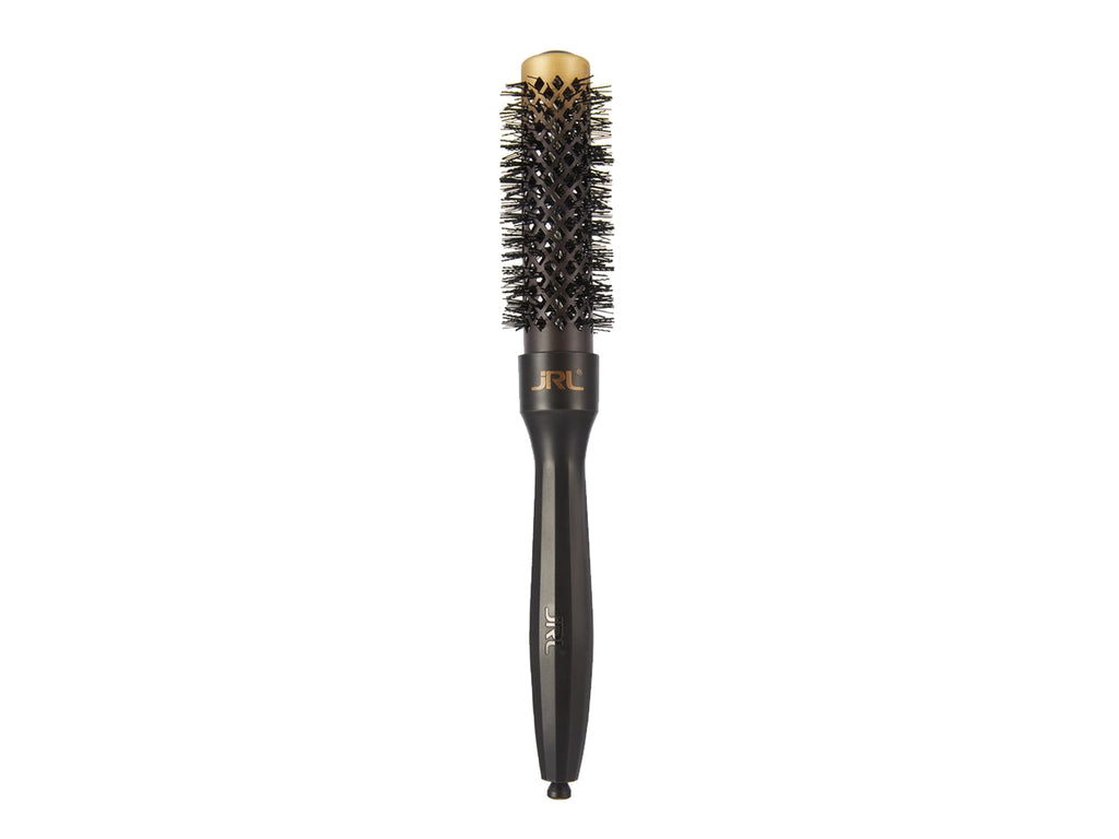 JRL Ceramic Round Brush 25mm Featuring Multiplex Ionic Bristles, JRL Combines Straight Ionic Bristles With Wavy Bristles To Grip The Hair And Maximize Tension For Lift & Shape, Create Smooth, Voluminous Blow Out With JRLs Unique Ceramic Round Brushes, Ionic Graphene-Infused Ceramic Round Brush Barrel Evenly Conducts Heat When Used With Hair Dryer, Heat Activated Brush Barrel Changes Colour From Black, JRL Stockist NZ, JRL USA, JRL Australia, NZ Salon And Barber Supplies, NZ Barber And Hairdressing Tools