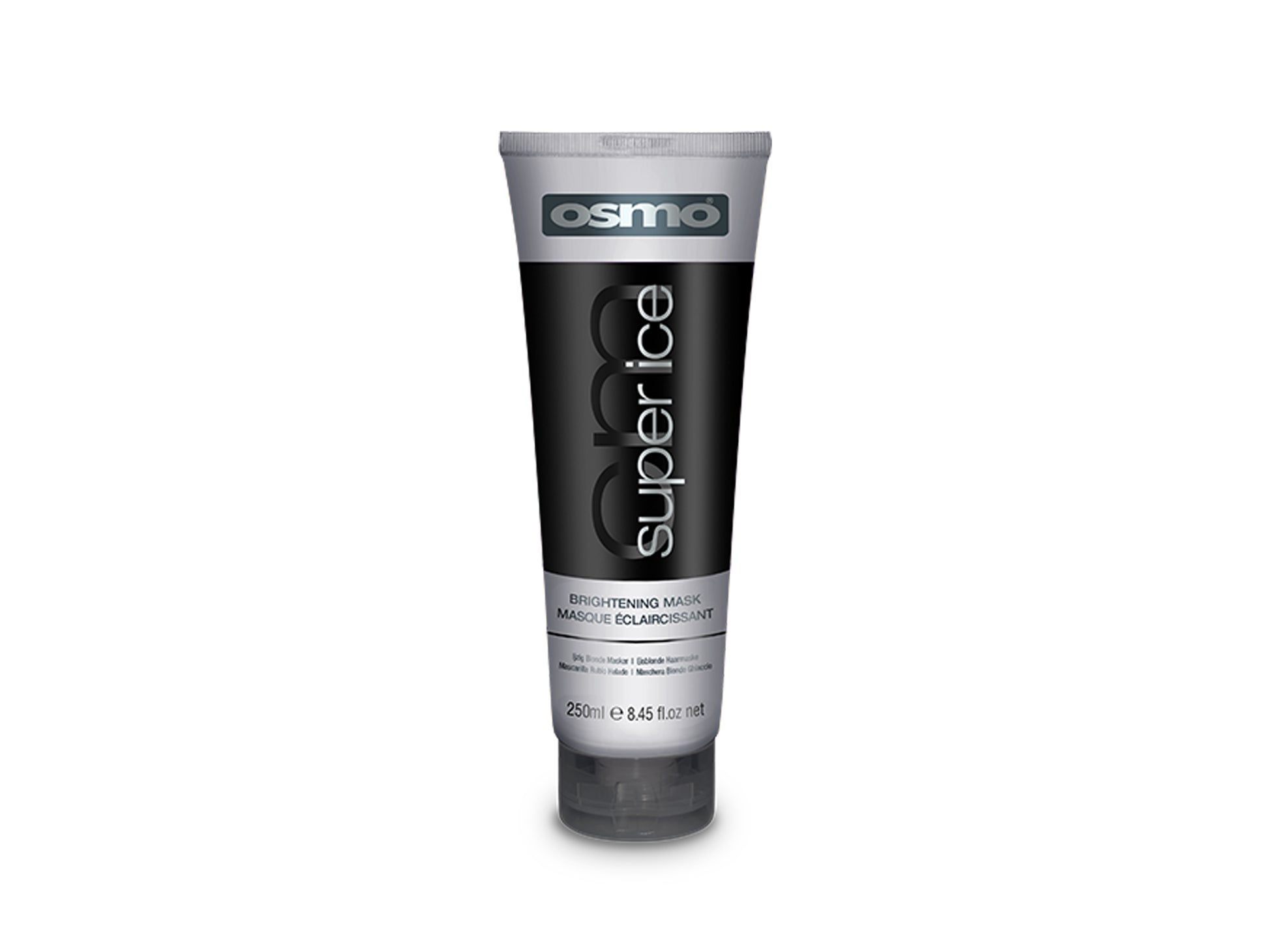 Osmo Super Ice Brightening Mask 250ml, Osmo Super Ice Black Toning Mask For Icy Blonde Hair, Black Pigment Hair Mask, Black Hair Mask, Black Mask Is Best For Very Light Blonde Hair, Icy Blonde Hair Treatment, Scandinavian Blonde Hair Mask, Blonde Hair Maintenance Mask, NZ Salon Supplies, Osmo NZ Stockist, Professional Hair Supplies