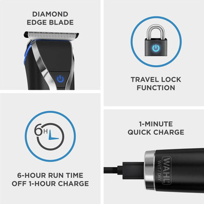 WAHL Lithium-Ion+ Stainless Steel Waterproof Trimmer Grooming Kit - Made in the USA