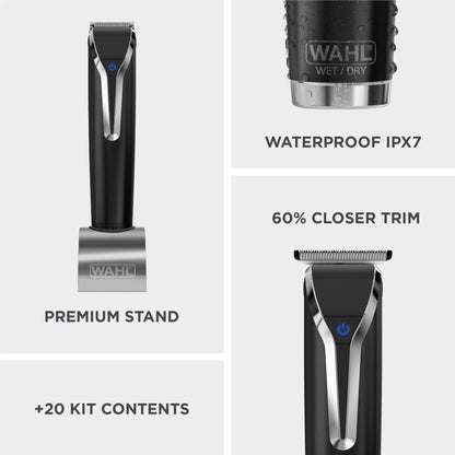 WAHL Lithium-Ion+ Stainless Steel Waterproof Trimmer Grooming Kit - Made in the USA
