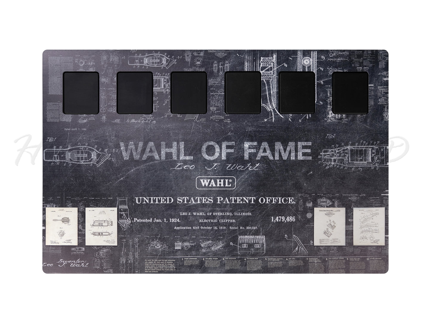 Wahl Professional 'Wahl Of Fame' Magnetic Barber Station Mat For Clippers And Trimmers, Magnetic Station Mat With 6 Strong Magnets For Clippers And Trimmers, Hair Clippers, Hair Trimmers,  Durable & Easy To Clean Wahl Barber Tool Mat,  Authorized Wahl Stockist NZ