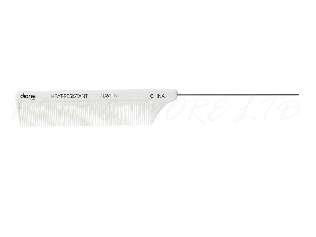Diane Heat-Resistant & Static-Free White 8.25" Pin Tail Comb