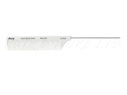 Diane Heat-Resistant & Static-Free White 8.25" Pin Tail Comb