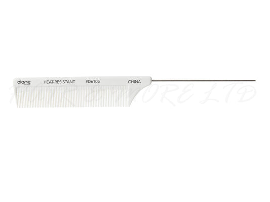 Diane Heat-Resistant & Static-Free White 8.25" Pin Tail Comb