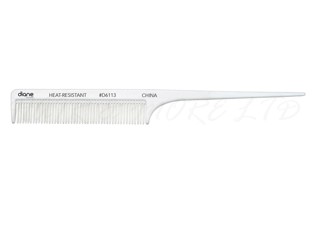 Diane Heat-Resistant & Static-Free White 8.25" Thin Rat Tail