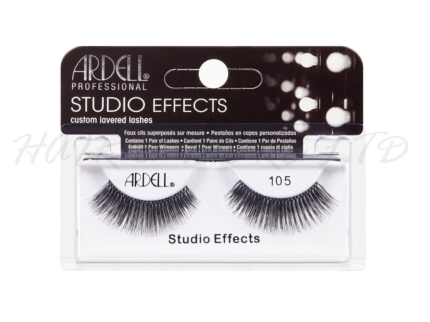 Ardell Studio Effects False Lashes 105 Style Black, Studio Effects False Lashes - Dramatic Double Layered Lashes With Tapered Tips, Lightweight Re-Usable Lashes