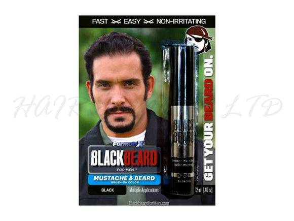 Blackbeard For MenMoustache & Beard Brush On Colour - Black, BBFM-01, Mens Temporary Brush On Beard + Moustache + Brow Colour, Fast - Easy - Non-Irritating  Brush On Mens Colour Ideal For Sensitive Skin, Water Resistant Instant Brush On Mens Colour, Black Beard For Men - Not A Dye, Blackbeard For Men - Mens Grooming Products, Just For Men, NZ Barber Supplies, NZ Salon Supplies
