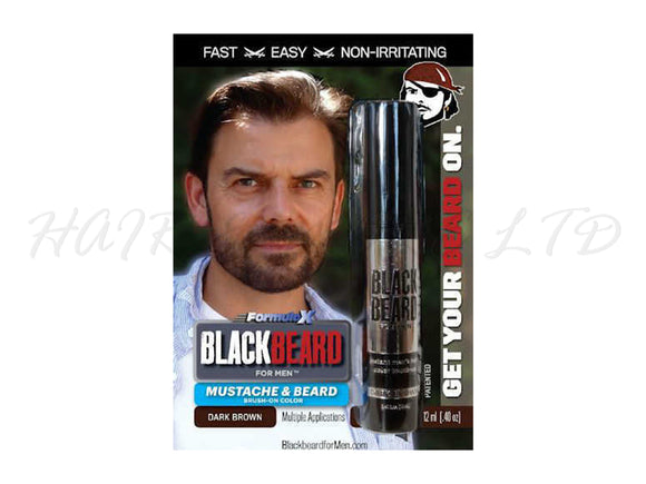 Blackbeard For MenMoustache & Beard Brush On Colour - Dark Brown, BBFM-03 Mens Temporary Brush On Beard + Moustache + Brow Colour, Fast - Easy - Non-Irritating  Brush On Mens Colour Ideal For Sensitive Skin, Water Resistant Instant Brush On Mens Colour, Black Beard For Men - Not A Dye, Blackbeard For Men - Mens Grooming Products, Just For Men, NZ Barber Supplies, NZ Salon Supplies