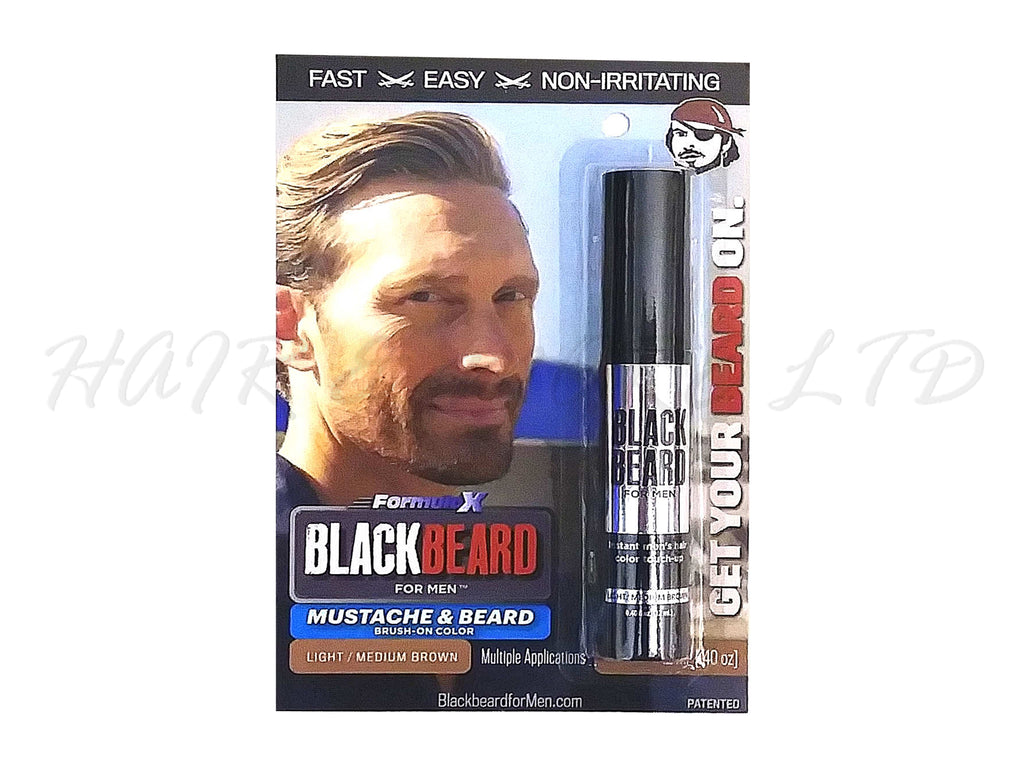 Blackbeard for Men, Brush on Mo & Beard Color - Light/Medium Brown