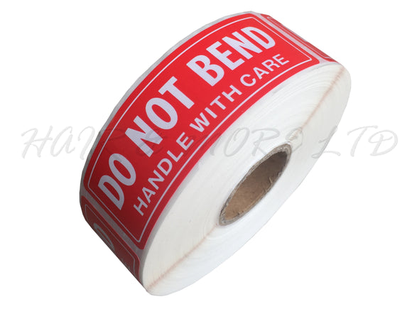 DO NOT BEND HANDLE WITH CARE STICKERS - ROLL OF 500