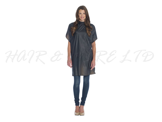 Diane Vinyl Cutting/Colouring Cape - Black, Water Proof & Stain Resistant Hairdressing Colouring/Cutting Cape Black - Soft Nylon Neckband With Velcro Closure For Client Comfort, Hairdressing Client Cape, NZ Professional Barber Supplies, NZ Salon Suppliers