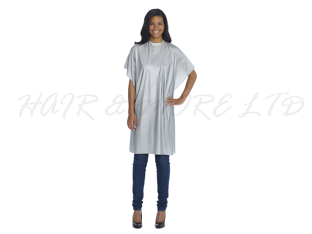 Diane Vinyl Cutting/Colouring Cape - Silver, Water Proof & Stain Resistant Hairdressing Colouring/Cutting Cape Silver- Soft Nylon Neckband With Velcro Closure For Client Comfort, Hairdressing Client Cape, NZ Professional Barber Supplies, NZ Salon Suppliers