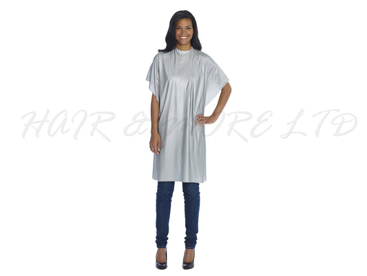 Diane Vinyl Cutting/Colouring Cape - Silver, Water Proof & Stain Resistant Hairdressing Colouring/Cutting Cape Silver- Soft Nylon Neckband With Velcro Closure For Client Comfort, Hairdressing Client Cape, NZ Professional Barber Supplies, NZ Salon Suppliers