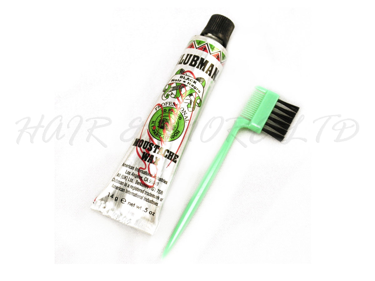 Clubman Mustache Wax with Comb/Brush 14g - Black