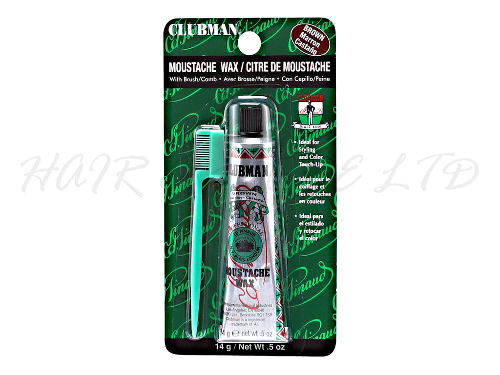 Clubman Moustache Wax with Comb/Brush 14g  - Brown