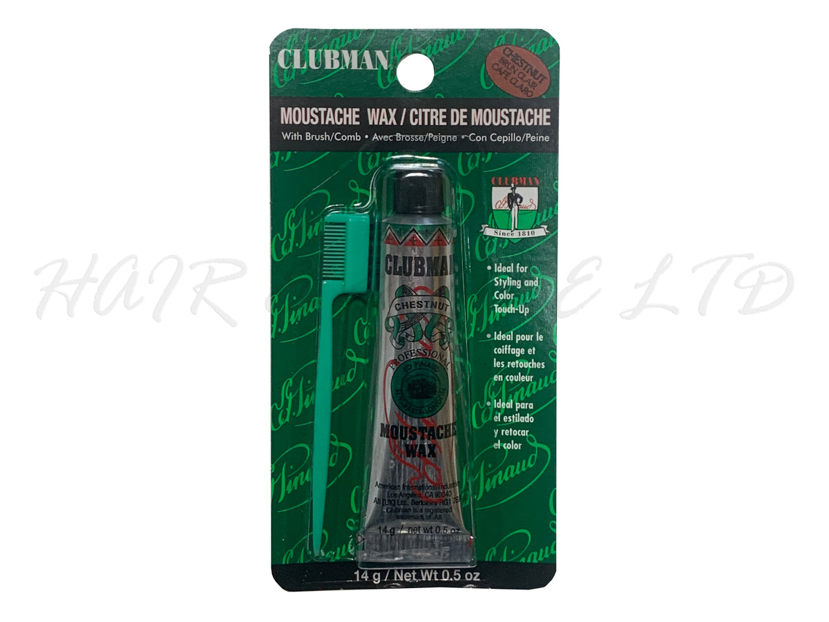 Clubman Pinaud Moustache Wax with Brush/Comb 14g - Chestnut – Hair and More