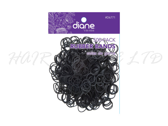 Diane Bulk Hairdressing Black Hair Rubber Bands - 500 Pack