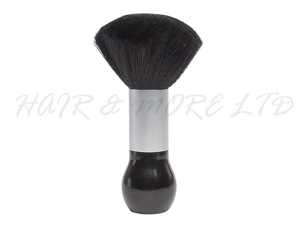 Diane Hairdressing Neck Duster Brush Large Black And Silver 19cm Tall, Hairdressing & Barbering Neck Duster, Neck Duster With Super Soft Bristles, Salon & Barber Essentials, Professional Hair And Beauty Supplies, NZ Salon Suppliers