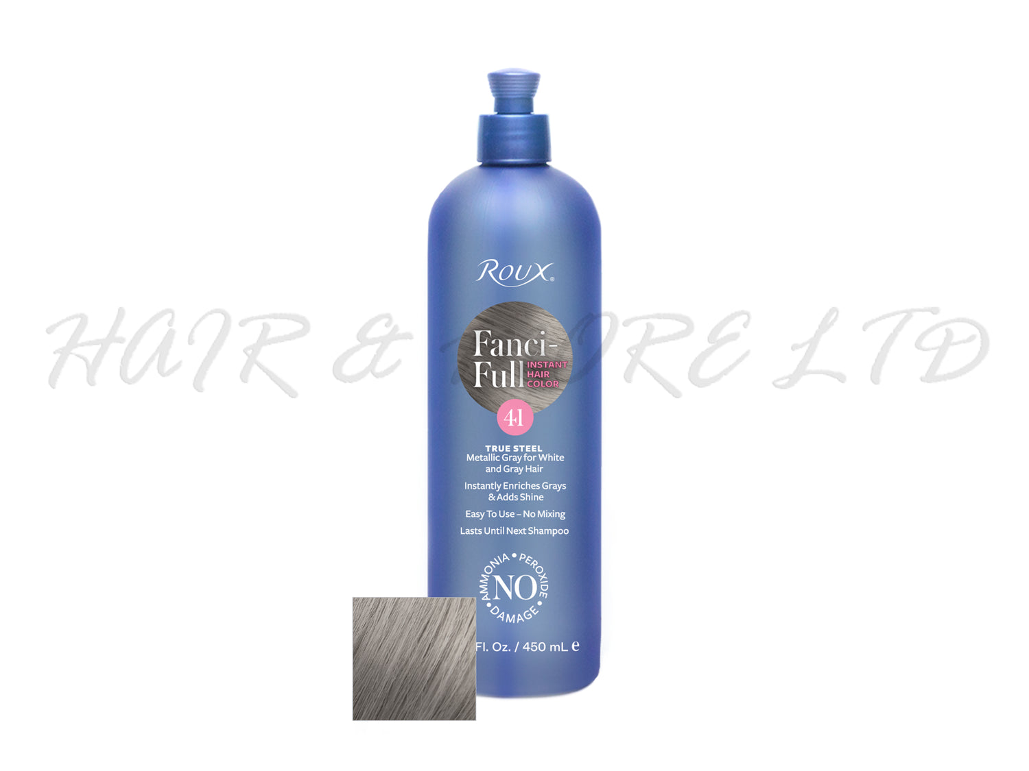 Roux Fancy-Full Temporary Colour True Steel, Blends Grey Hair, NZ Fancy-Full Stockist, NZ Salon Supplies, Silver Grey Hair,  Fanciful, Fancy-Full, Fancifull