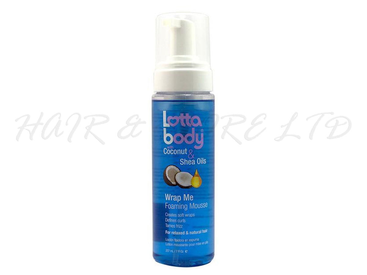 LottaBody Wrap Me Foaming Mousse 207ml, LottaBody With Coconut And Shea Oils, LottaBody Nourishing Hair Care For Curly Coily And Textured Hair, NZ Hair Supplies 