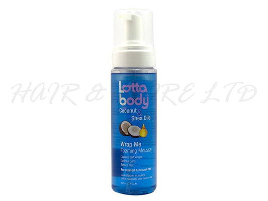LottaBody Wrap Me Foaming Mousse 207ml, LottaBody With Coconut And Shea Oils, LottaBody Nourishing Hair Care For Curly Coily And Textured Hair, NZ Hair Supplies 