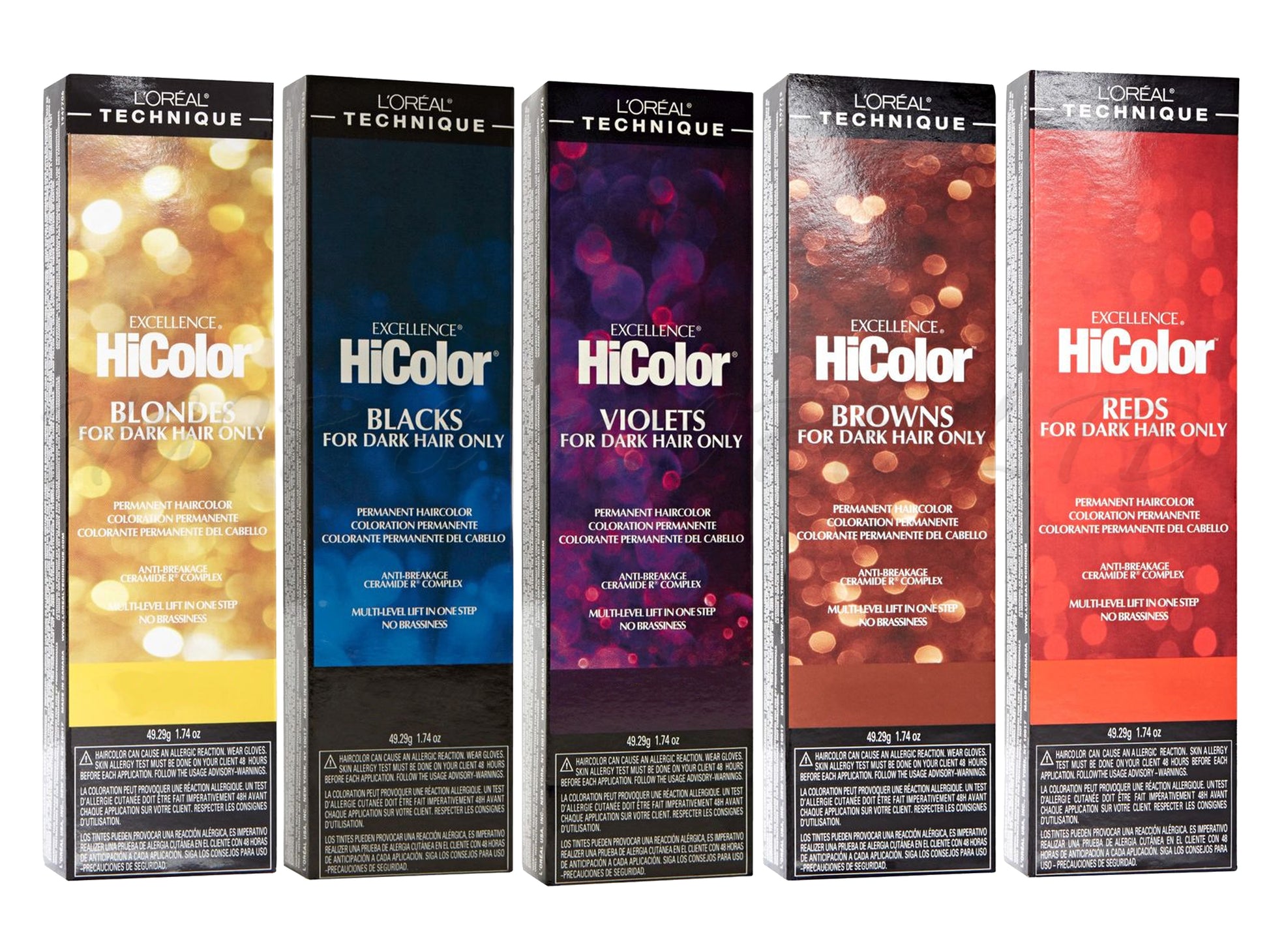 L'oreal HiColor Professional Multi Level Lift Hair Colour For Dark Hair Only 49g Tube, High Lift Hair Colour Lifts 3 - 4 Shades And Adds Colour In One Step, Reds + Browns + Violets + Blacks + Blonde Shades For Dark Hair Only, Requires 30 Vol Developer or 20 Vol Developer For Relaxed Hair (Developer Not Included), L'oreal Technique Hair Colour, NZ Professional Salon Supplies 
