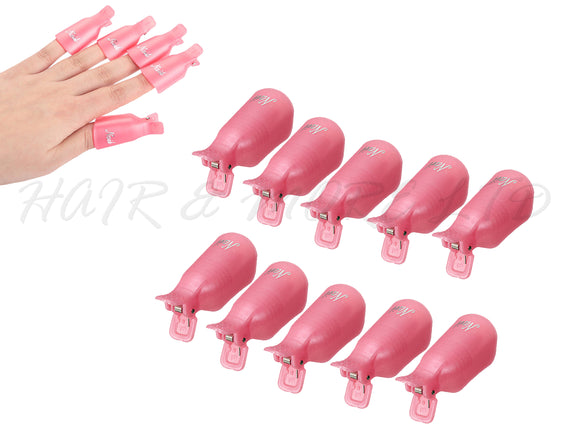 Gel/Shellac Polish Soak Off Clip On Nail Caps, 10 pack - Pink