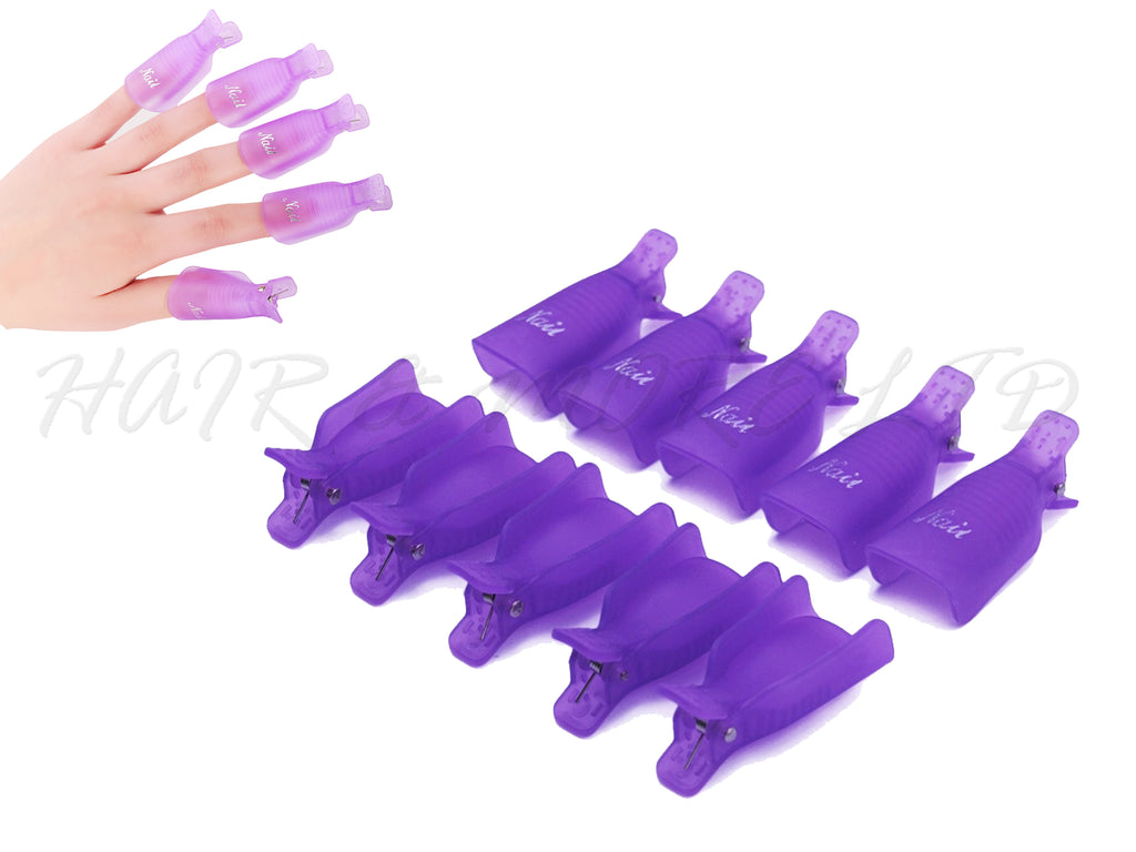Gel/Shellac Polish Soak Off Clip On Nail Caps, 10 pack - Purple