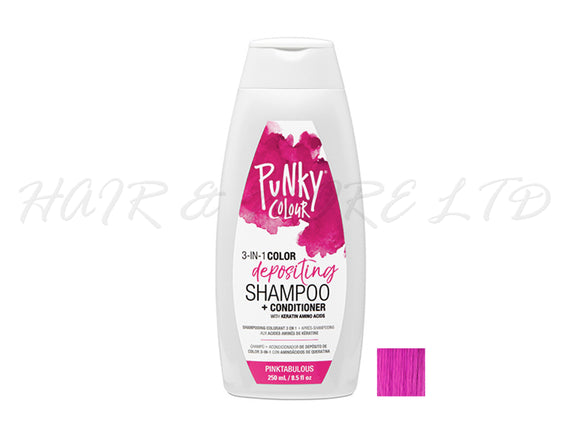 Punky Colour 3 In 1 Colour Depositing Shampoo + Conditioner 250ml - Pinktabulous Colour, Bright Pink Hair Colour Depositing Shampoo & Conditioner In One, Freshen Up Hair Colour In One Step, Add Temporary Funky Colour To Light And Blonde Hair, Hair Colour Maintenance, Adds Colour & Shine To Hair, Professional Hair And Beauty Supplies, NZ Salon Supplies