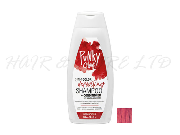 Punky Colour 3 In 1 Colour Depositing Shampoo + Conditioner 250ml - Redlicious Colour, Bright Red Hair Colour Depositing Shampoo & Conditioner In One, Freshen Up Hair Colour In One Step, Add Temporary Funky Colour To Light And Blonde Hair, Hair Colour Maintenance, Adds Colour & Shine To Hair, Professional Hair And Beauty Supplies, NZ Salon Supplies