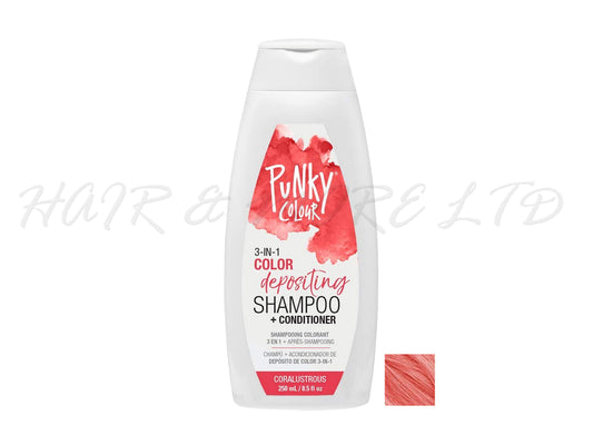 Punky Colour 3 In 1 Colour Depositing Shampoo + Conditioner 250ml - Coralusterous Colour, Pinky Orange Hair Colour Depositing Shampoo & Conditioner In One, Freshen Up Hair Colour In One Step, Add Temporary Funky Colour To Light And Blonde Hair, Hair Colour Maintenance, Adds Colour & Shine To Hair, Professional Hair And Beauty Supplies, NZ Salon Supplies