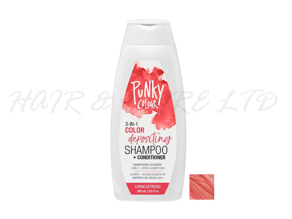 Punky Colour 3 In 1 Colour Depositing Shampoo + Conditioner 250ml - Coralusterous Colour, Pinky Orange Hair Colour Depositing Shampoo & Conditioner In One, Freshen Up Hair Colour In One Step, Add Temporary Funky Colour To Light And Blonde Hair, Hair Colour Maintenance, Adds Colour & Shine To Hair, Professional Hair And Beauty Supplies, NZ Salon Supplies