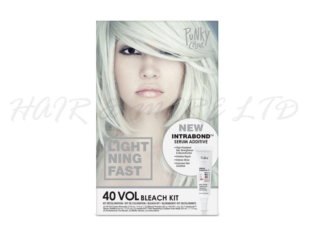 Punky Colour Intrabond Lightning Fast Hair Bleach Kit With 40 Vol Developer + Intrabond Serum & Mask, Home Hair Bleach Kit With Intrabond - Built In Bond Repair To Prevent Excess Damage, Punky Bleach Kit Perfect To Lighten Hair Before Applying Funky Shades, Bleach Kit For Lightening Hair, Professional Hair And Beauty Supplies, NZ Salon Supplies 