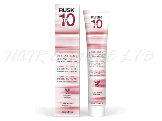 RuskIn10 Permanent Professional Hair Colour 100ml, Conditioning Cream Hair Colour That Processes In 10 Minutes (Developer Required), Non-Progressive 10 Minute Hair Colour, Rusk Hair Colour With Terra Marine Complex For Shine And Condition, Vegan & Cruelty Free Hair Colour, Pure Pigment Hair Colour For True To Tone Results, NZ Professional Salon Supplies, NZ Hair And Beauty Supplies, Rusk Haircare NZ