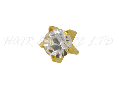 Studex Gold Plated Stainless Steel 'Prong' Style Mini Earrings With Cubic Zirconia 2mm - 1 Pair, Studex Earings Cubic Zirconia Set In Prong Style, Studex Brand Earrings, Medical Grade Stainless Steel Earrings With 24 Karat Gold Coating, Pre-Sterilized + Allergy Free Earrings, NZ Beauty Supplies, NZ Salon Supplies, Great Salon & Pharmacy Retail Item