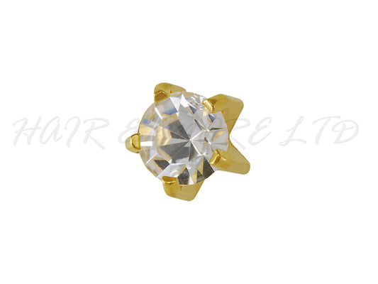 Studex Gold Plated Stainless Steel 'Prong' Style Mini Earrings With Cubic Zirconia 2mm - 1 Pair, Studex Earings Cubic Zirconia Set In Prong Style, Studex Brand Earrings, Medical Grade Stainless Steel Earrings With 24 Karat Gold Coating, Pre-Sterilized + Allergy Free Earrings, NZ Beauty Supplies, NZ Salon Supplies, Great Salon & Pharmacy Retail Item