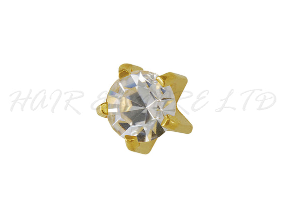 Studex Gold Plated Stainless Steel 'Prong' Style Mini Earrings With Cubic Zirconia 2mm - 1 Pair, Studex Earings Cubic Zirconia Set In Prong Style, Studex Brand Earrings, Medical Grade Stainless Steel Earrings With 24 Karat Gold Coating, Pre-Sterilized + Allergy Free Earrings, NZ Beauty Supplies, NZ Salon Supplies, Great Salon & Pharmacy Retail Item