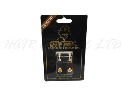 Studex Gold Plated Earrings Cubic Zirconia, 1 Pair - Regular Size 3mm