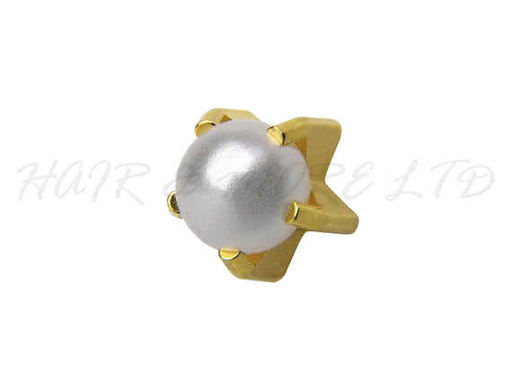 Studex Gold Plated 'Prong' Style Earrings With Pearl 3mm - 1 Pair, Studex Earings Pearl Set In Prong Style, Studex Brand Earrings, Medical Grade Stainless Steel Earrings With 24 Karat Gold Coating, Pre-Sterilized + Allergy Free Earrings, NZ Beauty Supplies, NZ Salon Supplies, Great Salon & Pharmacy Retail Item