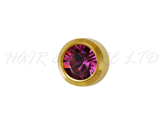 Studex Gold Plated Stainless Steel Round Stud Earrings - February With Amethyst Cubic Zirconia 3mm - 1 Pair, Studex Earings Purple Cubic Zirconia, Studex Brand Earrings, Medical Grade Stainless Steel Earrings With 24 Karat Gold Coating, Pre-Sterilized + Allergy Free Earrings, NZ Beauty Supplies, NZ Salon Supplies, Great Salon & Pharmacy Retail Item