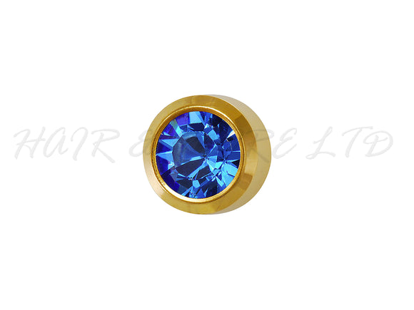 Studex Gold Plated Stainless Steel Round Stud Earrings - September With Sapphire Cubic Zirconia 3mm - 1 Pair, Studex Earings Blue Cubic Zirconia, Studex Brand Earrings, Medical Grade Stainless Steel Earrings With 24 Karat Gold Coating, Pre-Sterilized + Allergy Free Earrings, NZ Beauty Supplies, NZ Salon Supplies, Great Salon & Pharmacy Retail Item