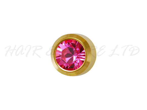 Studex Gold Plated Stainless Steel Round Stud Earrings - October With Rose Cubic Zirconia 3mm - 1 Pair, Studex Earings Pink Cubic Zirconia, Studex Brand Earrings, Medical Grade Stainless Steel Earrings With 24 Karat Gold Coating, Pre-Sterilized + Allergy Free Earrings, NZ Beauty Supplies, NZ Salon Supplies, Great Salon & Pharmacy Retail Item