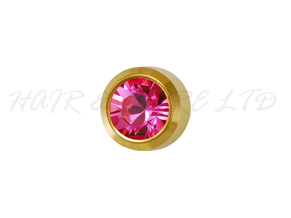 Studex Gold Plated Birthstone Earrings, 1 Pair 3mm - October (Rose)