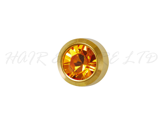 Studex Gold Plated Stainless Steel Round Stud Earrings - November With Topaz Cubic Zirconia 3mm - 1 Pair, Studex Earings Orange Cubic Zirconia, Studex Brand Earrings, Medical Grade Stainless Steel Earrings With 24 Karat Gold Coating, Pre-Sterilized + Allergy Free Earrings, NZ Beauty Supplies, NZ Salon Supplies, Great Salon & Pharmacy Retail Item
