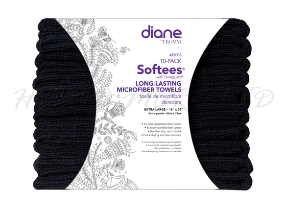 Diane Softees Microfibre Towels, 10 Pack - Black