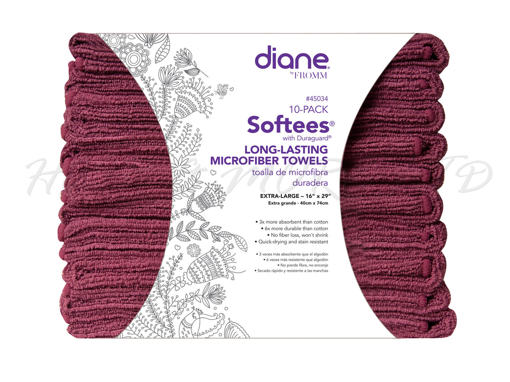 Diane Softees Microfibre Towels, 10 Pack - Plum
