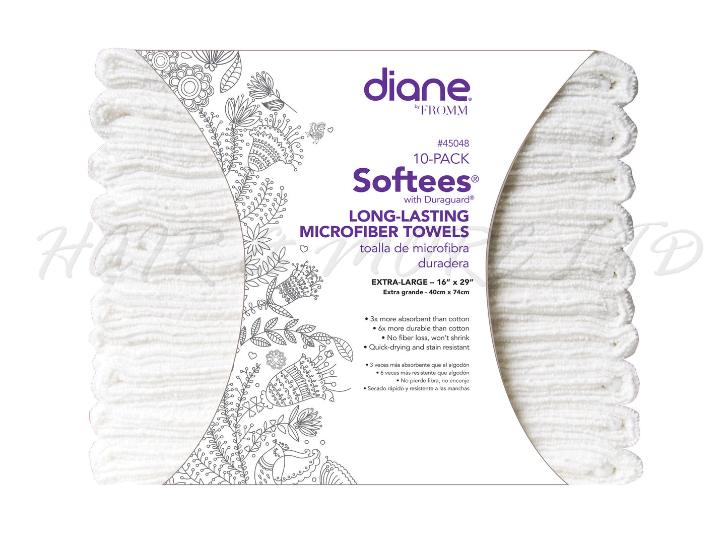 Diane Softees Microfibre Towels, 10 Pack - White