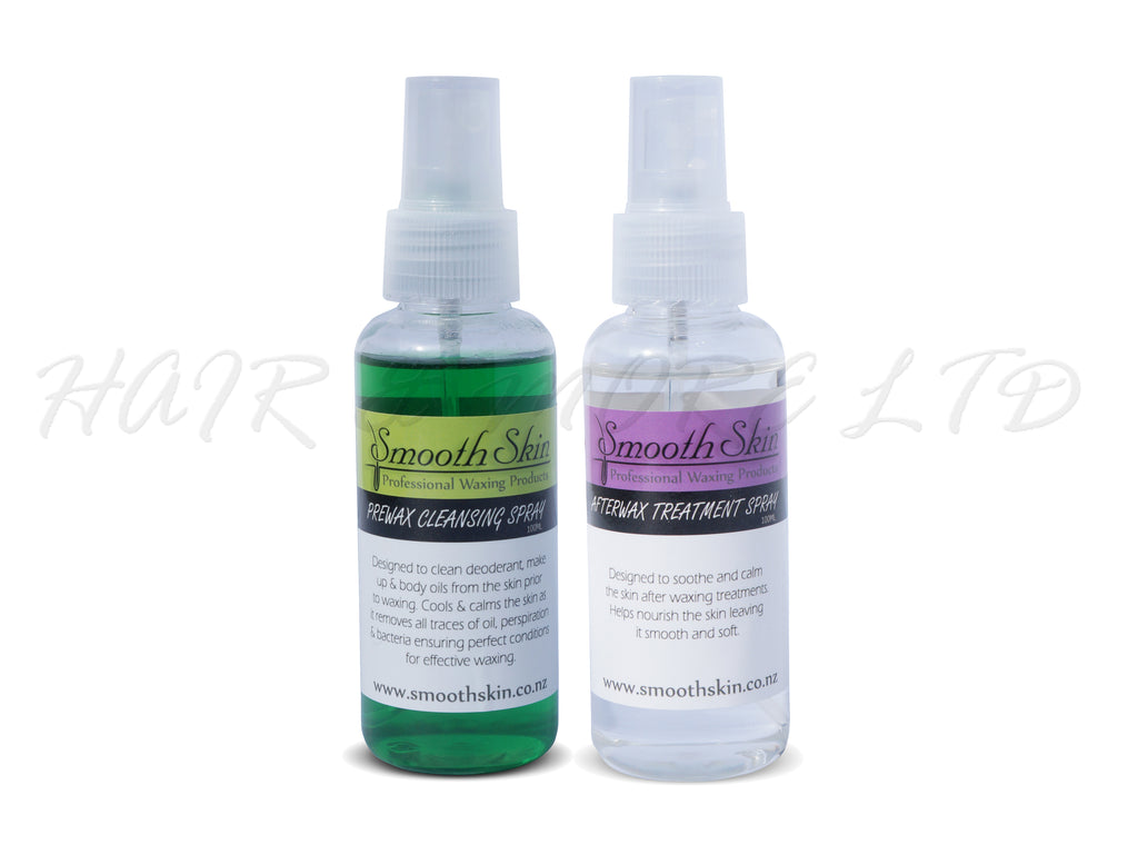 SmoothSkin Pre-Wax Cleansing Spray  & After-Wax Treatment Spray Combo, Buy Both And Save $$, Pre-Wax Spray Removes Oils & Bacteria Prior To Waxing, After Wax Treatment to Soothe and Calm Skin & Remove Wax Residue, NZ Hairdressing And Waxing Suppliers 