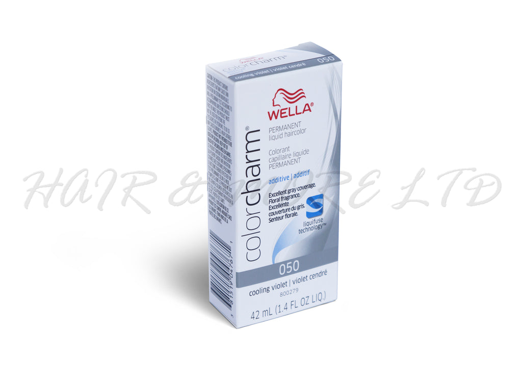 Wella Color Charm Permanent Liquid Toner 050 Cooling Violet Additive, Wella Toners, Toning For Blonde Hair, Violet Grey Blonde Toner Additive, Toner For Hair, Wella Permanent Colours And Toners, NZ Salon Supplies, NZ Hair Colour Supplies, NZ Professional Hair Care Supplies